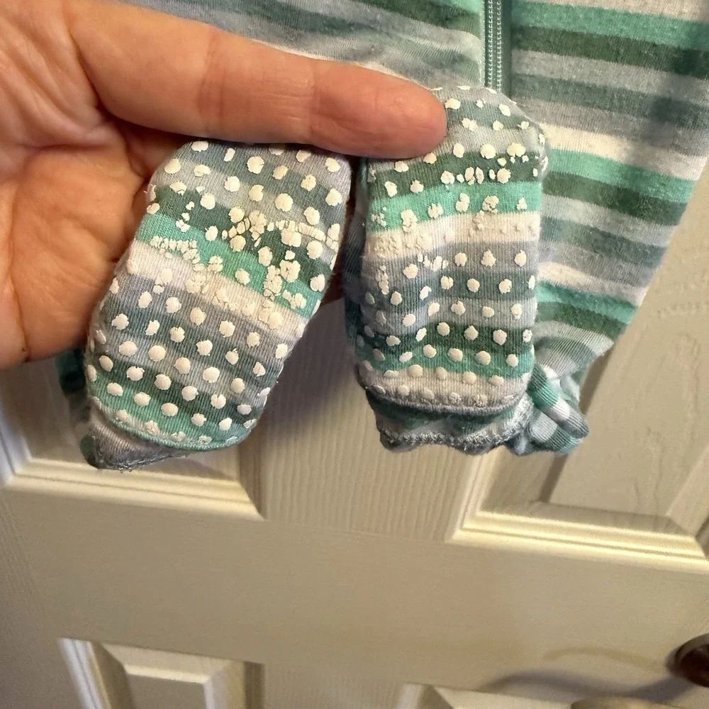 KicKee Pants Striped Footie with Zipper‎ Pajamas Bamboo 0-3 Months